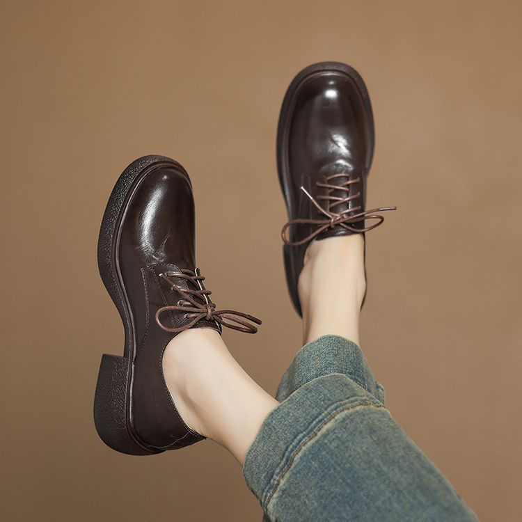 Deep Mouth Flat Shoes Korean Style Cross Strap Round Toe Women's