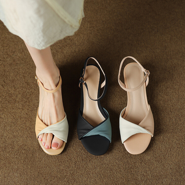 Elegant Open Toe Mid Chunky Heel Sandals with Ankle Strap - Image 4