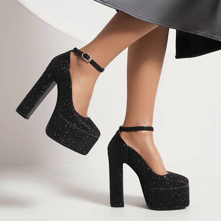 Women's Fashion High Heel Pumps with Square Toe and Chunky Heel - Style q.html - Image 5