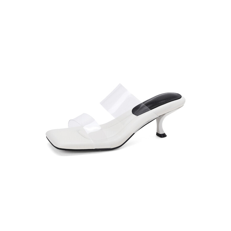 Women's One-Strap Slide Sandals with Mid Heel and Glitter Accents - Image 5