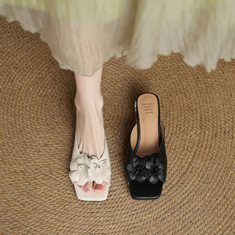 Women's One-Strap Slides with Chunky Heel and TPR Sole - Style e.html