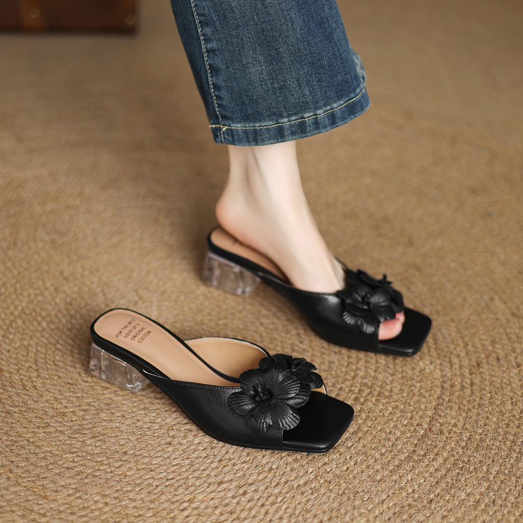 Women's One-Strap Slides with Chunky Heel and TPR Sole - Style e.html - Image 5